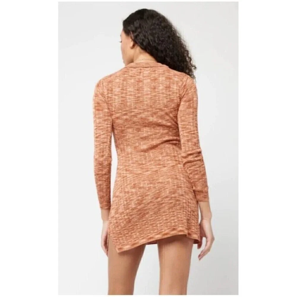 LSpace Aria Long Sleeve Vneck Mini Knit Dress Sahara Small
